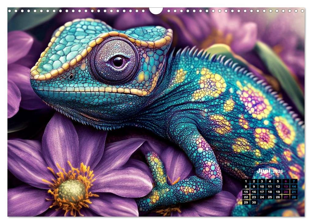 Weitere Ansicht: Chamäleon Artwork (Wandkalender 2026 DIN A3 quer), CALVENDO Monatskalender | Susan Michel, Calvendo