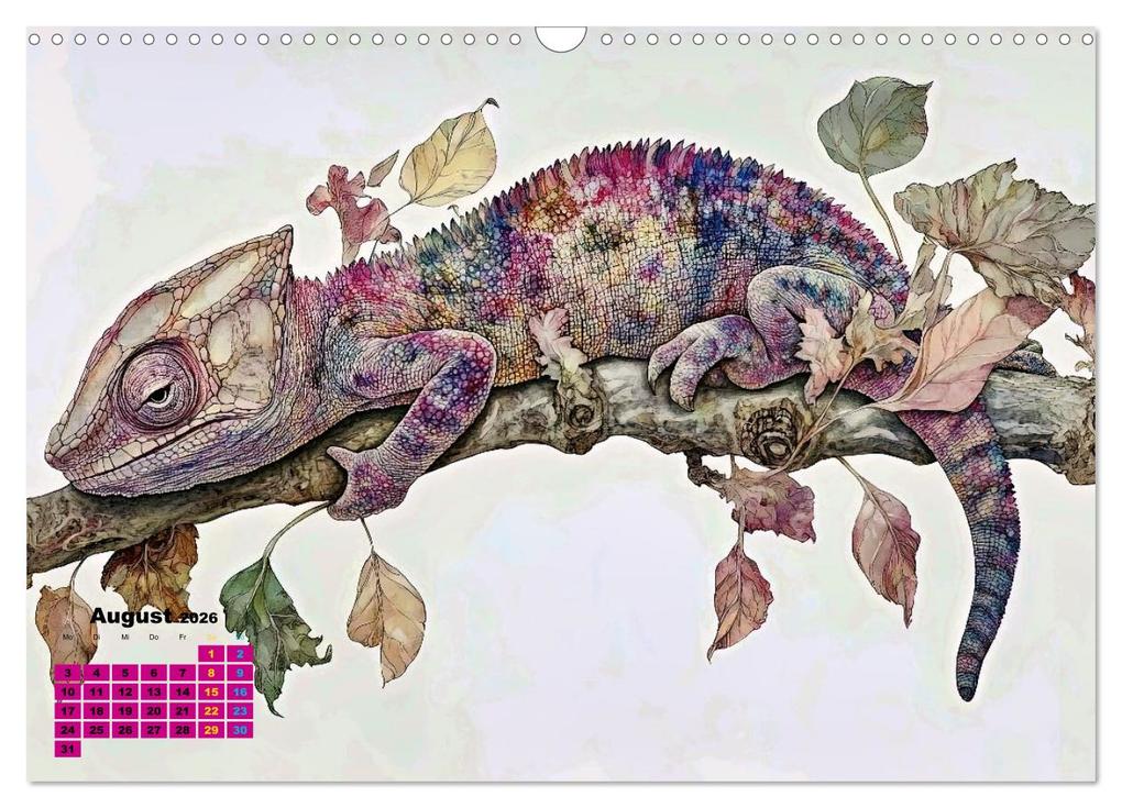 Weitere Ansicht: Chamäleon Artwork (Wandkalender 2026 DIN A3 quer), CALVENDO Monatskalender | Susan Michel, Calvendo