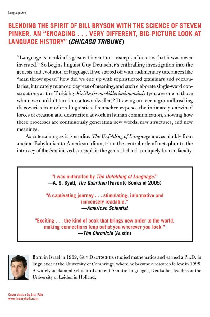 Weitere Ansicht: The Unfolding of Language | Guy Deutscher