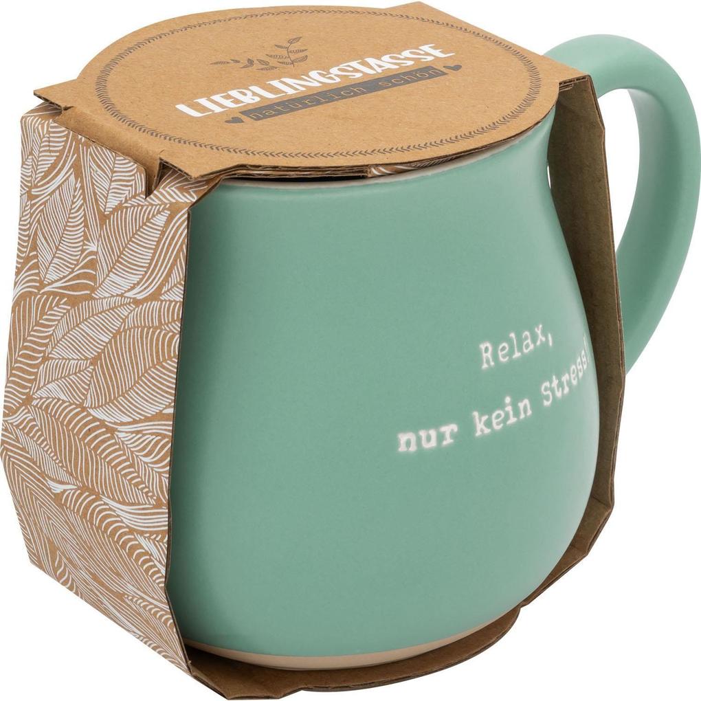 Weitere Ansicht: GRUSS & CO Tasse bauchig graviert "Relax, nur kein Stress!