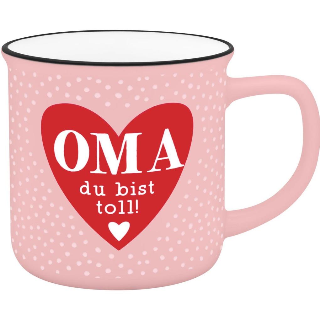 Weitere Ansicht: Becher in Emailloptik "Oma du bist toll!"