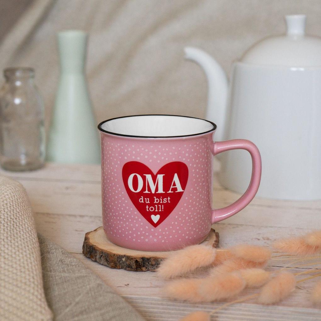 Weitere Ansicht: Becher in Emailloptik "Oma du bist toll!"