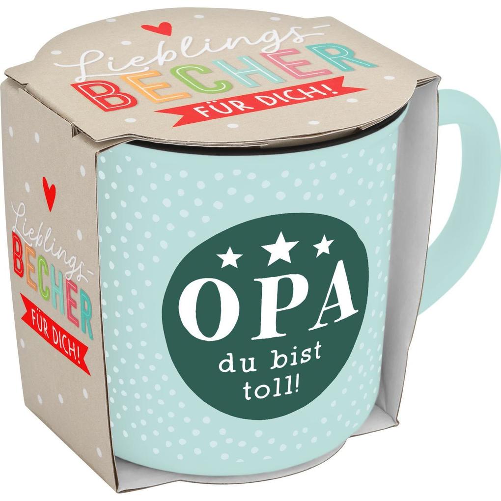 Weitere Ansicht: Becher in Emailloptik "Opa du bist toll!"