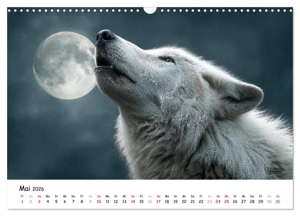 Weitere Ansicht: Wölfe im Mondlicht - Ruf der Wildnis (Wandkalender 2026 DIN A3 quer), CALVENDO Monatskalender | MB Fotografie, Calvendo