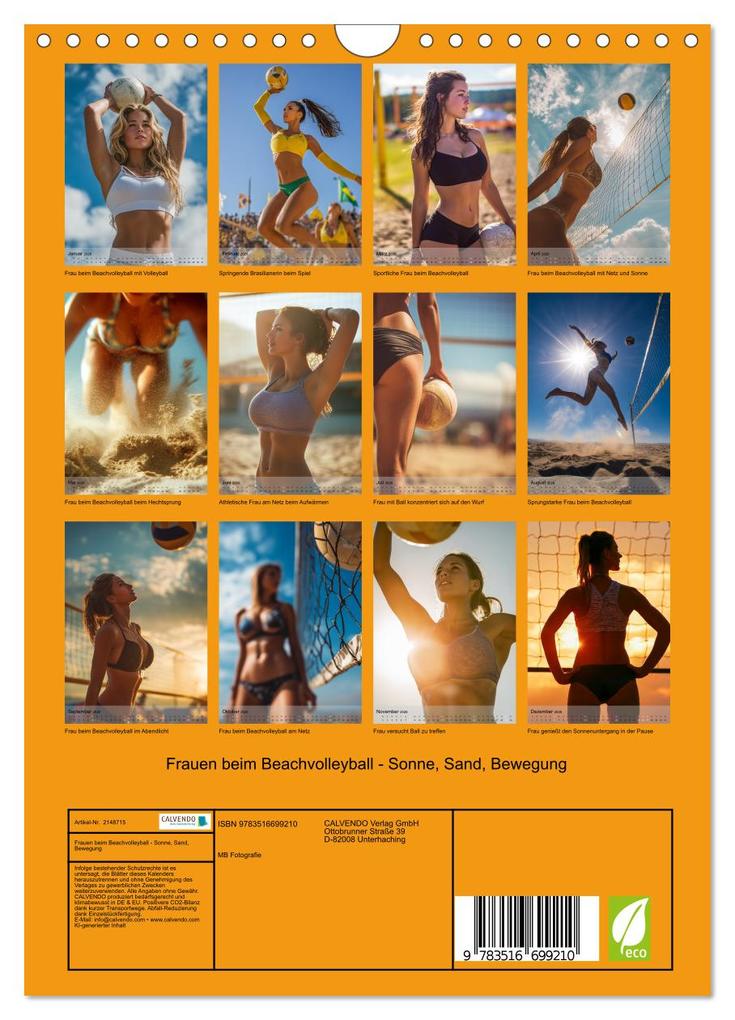 Weitere Ansicht: Frauen beim Beachvolleyball - Sonne, Sand, Bewegung (Wandkalender 2026 DIN A4 hoch), CALVENDO Monatskalender | MB Fotografie, Calvendo