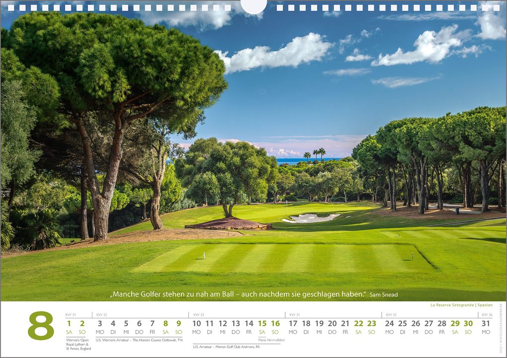 Weitere Ansicht: Golf 2026 Zitate Kalender - Golfkalender mit Zitaten