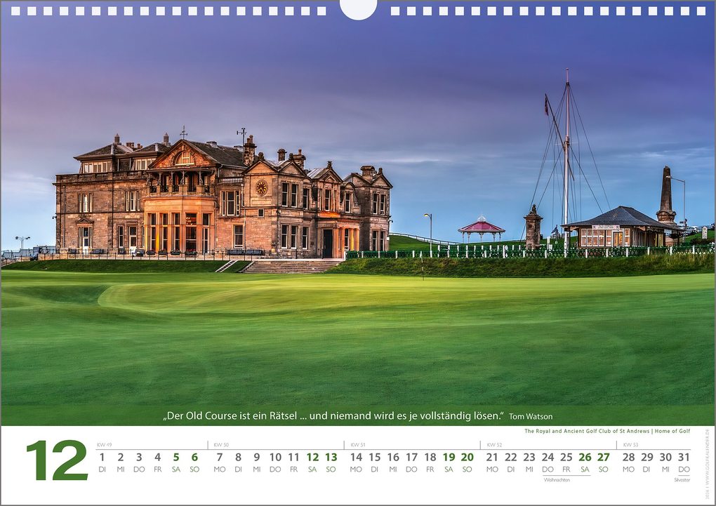 Weitere Ansicht: Golf 2026 Zitate Kalender - Golfkalender mit Zitaten