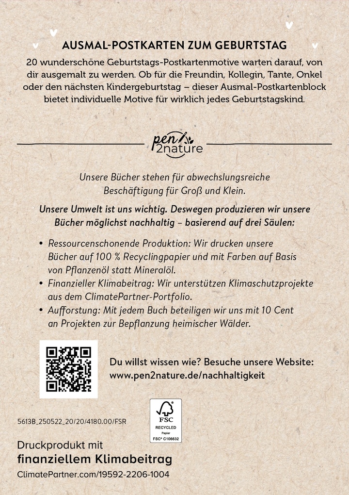 Weitere Ansicht: Ausmal-Postkarten Happy Birthday