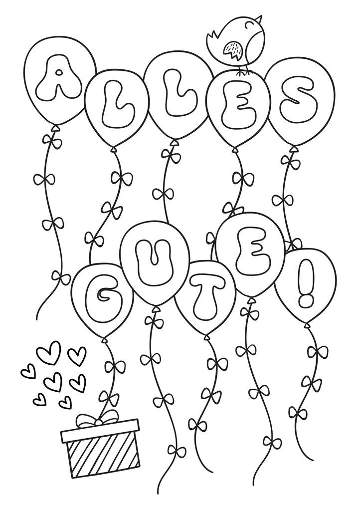 Weitere Ansicht: Ausmal-Postkarten Happy Birthday