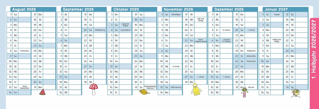Weitere Ansicht: Der Wochen-Tischkalender für das Kita-Jahr 2026/2027