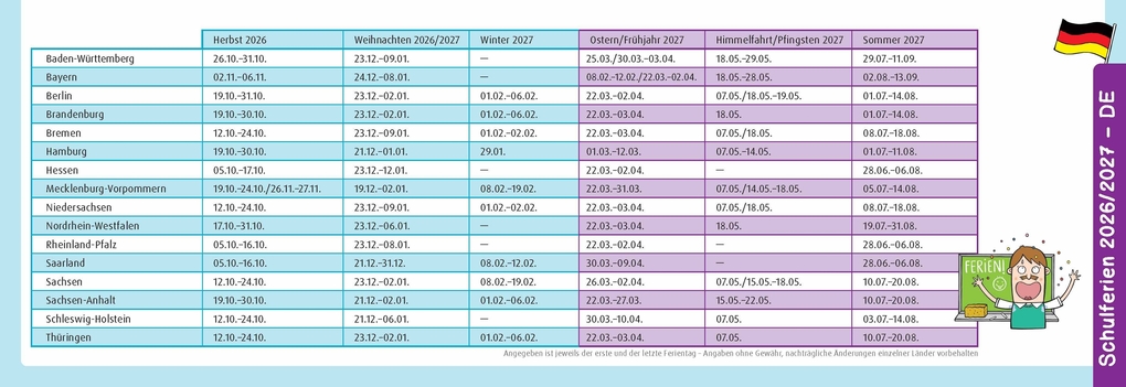 Weitere Ansicht: Der Wochen-Tischkalender für das Schuljahr 2026/2027
