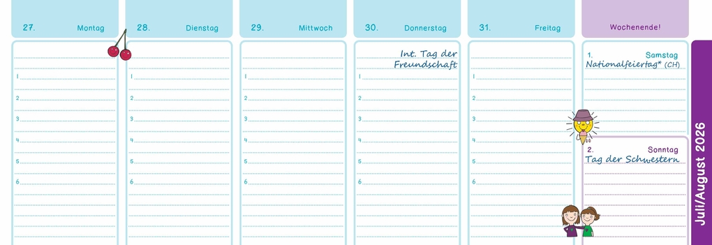 Weitere Ansicht: Der Wochen-Tischkalender für das Schuljahr 2026/2027