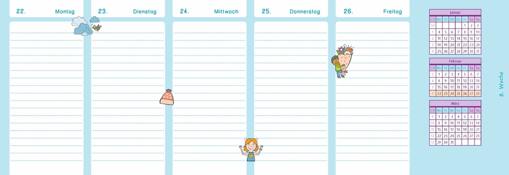 Weitere Ansicht: Der Wochen-Tischkalender für das Schuljahr 2026/2027