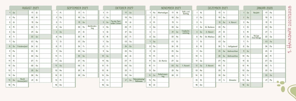 Weitere Ansicht: Mein Wochen-Tischkalender für das Schuljahr 2026/2027