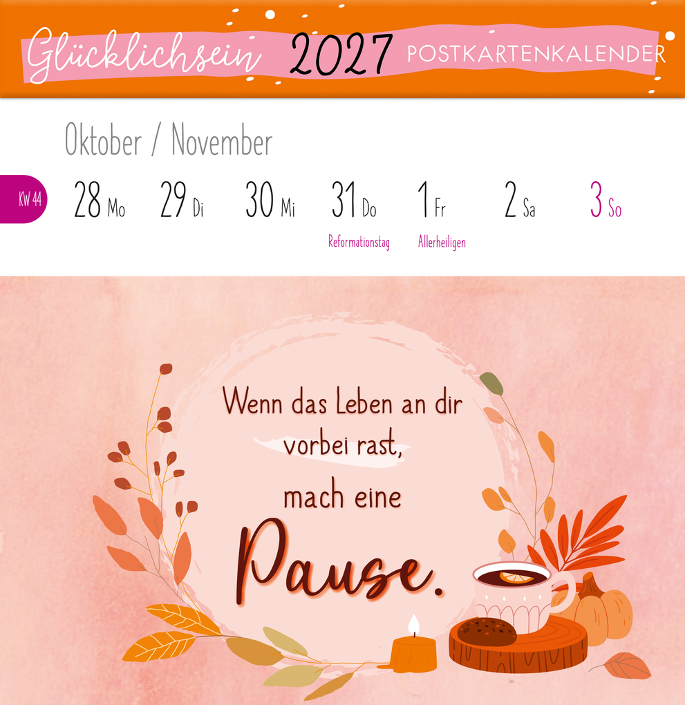 Weitere Ansicht: Postkartenkalender Glücklichsein 2027 by konfettiberlin