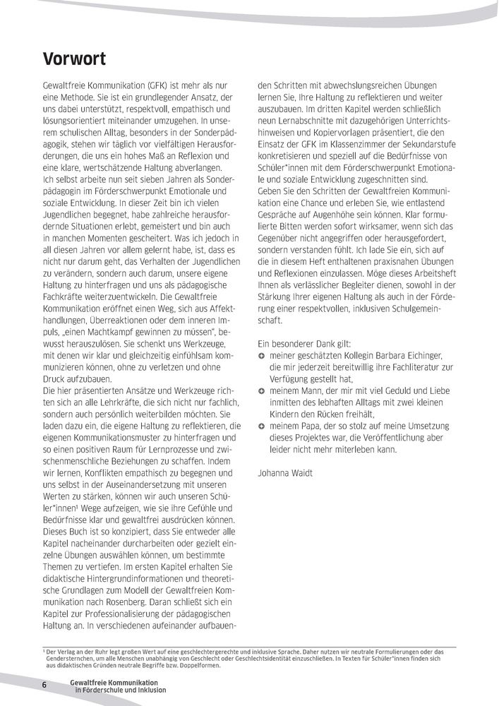 Weitere Ansicht: Gewaltfreie Kommunikation in Förderschule und Inklusion | Johanna Waidt