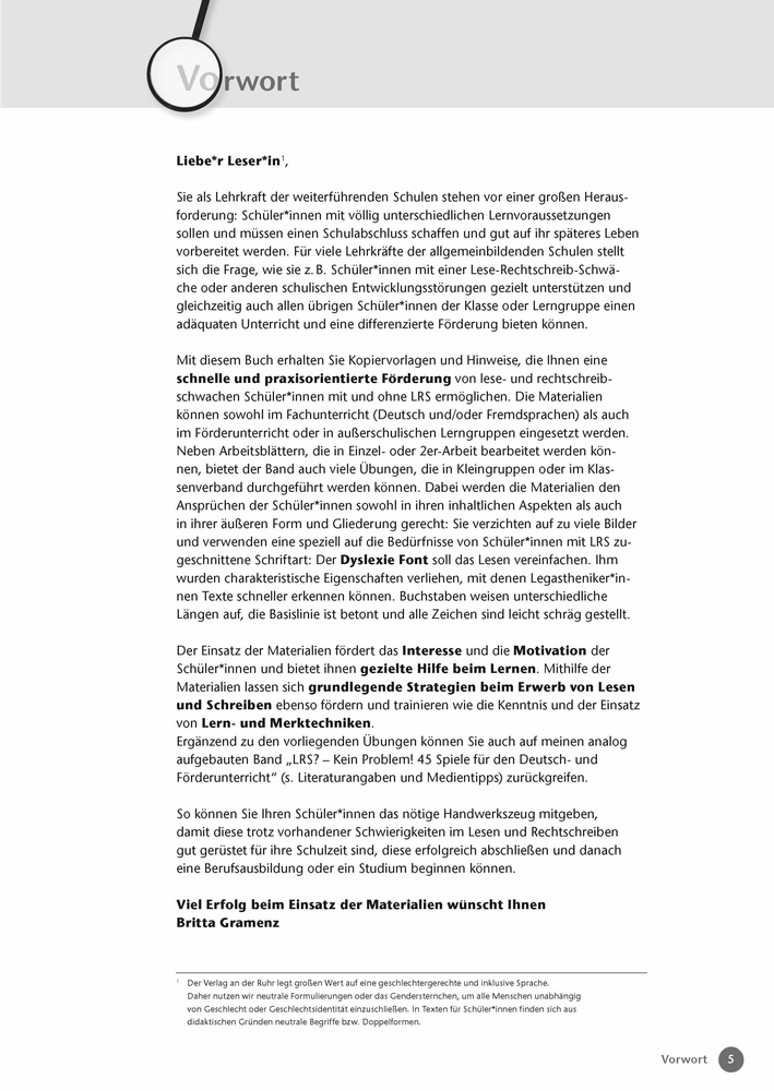 Weitere Ansicht: Fördermaterialien LRS | Britta Gramenz