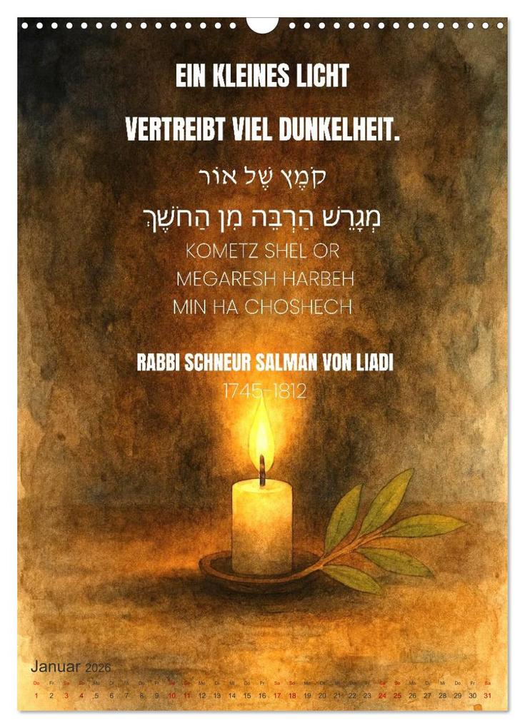 Weitere Ansicht: Weisheit, Licht und Leben - Jüdische Inspiration durchs Jahr (Wandkalender 2026 DIN A3 hoch), CALVENDO Monatskalender | HebrewArtDesigns Marena Camadini, Calvendo