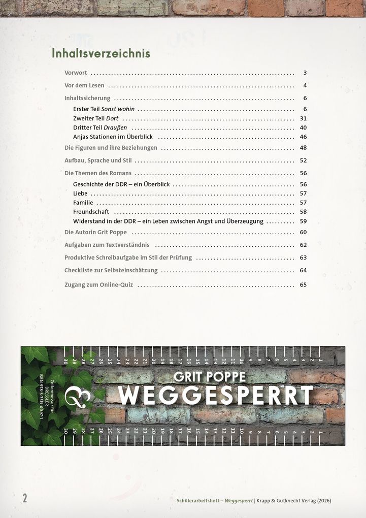 Weitere Ansicht: Weggesperrt - Grit Poppe - Schülerheft (BaWü 2027) | Sabrina Undank