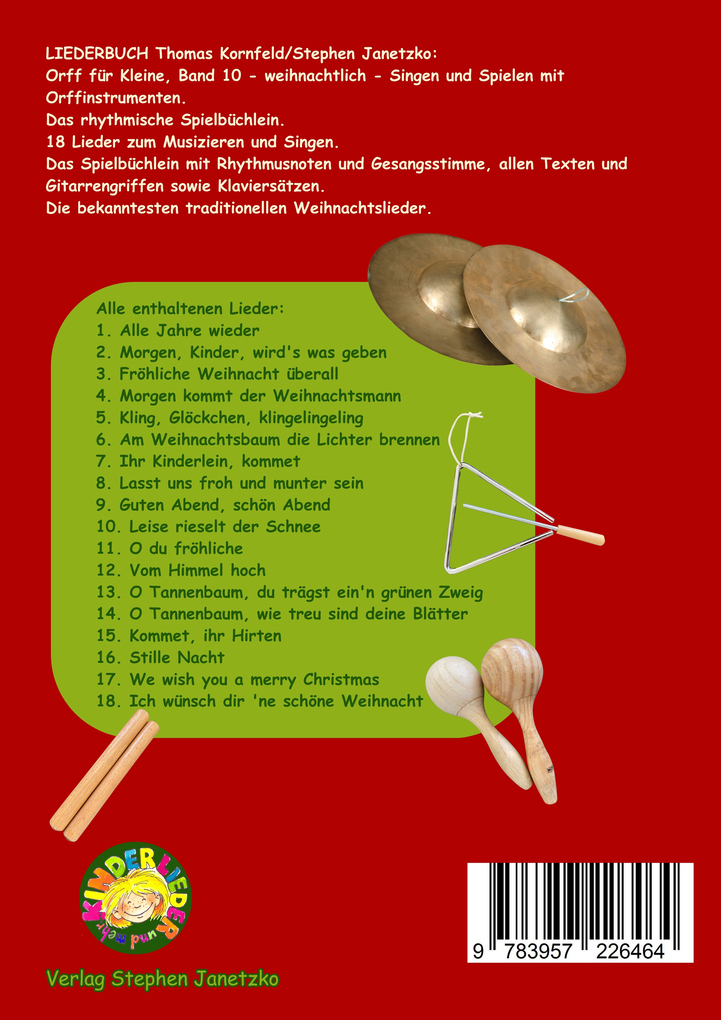 Weitere Ansicht: Orff für Kleine, Band 10 - weihnachtlich - Singen und Spielen mit Orffinstrumenten | Thomas Kornfeld, Stephen Janetzko