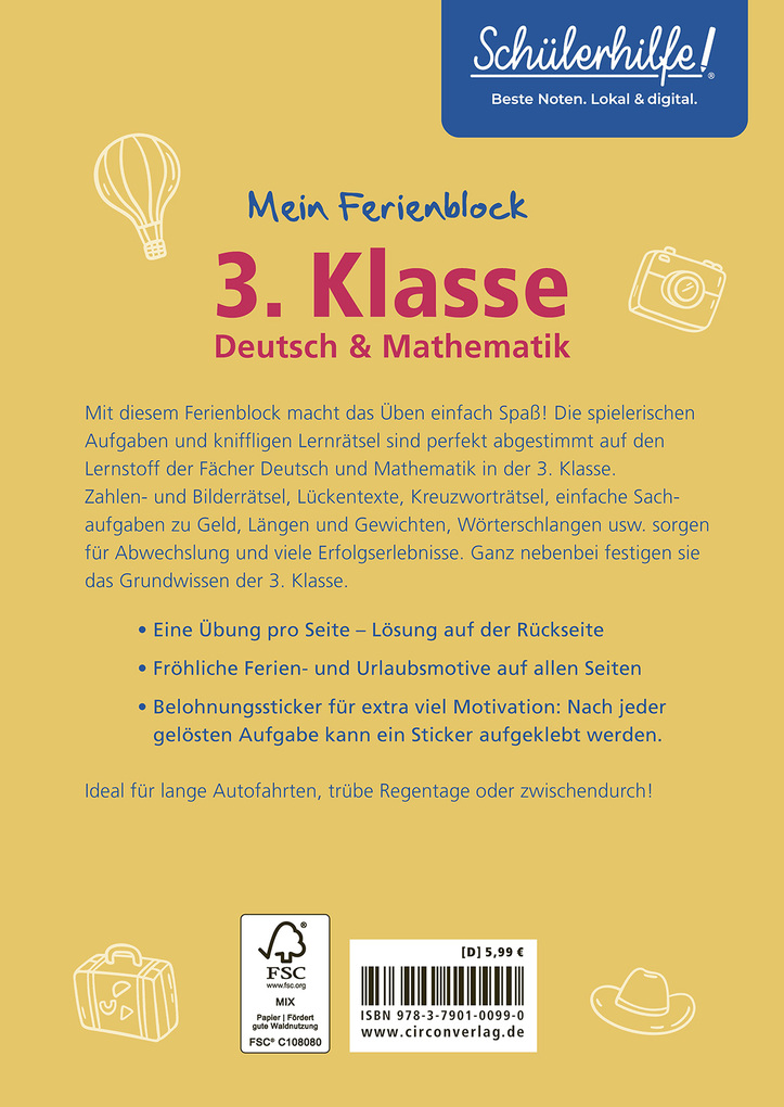 Weitere Ansicht: Mein Ferienblock - 3. Klasse | Tanja von Ehrenstein