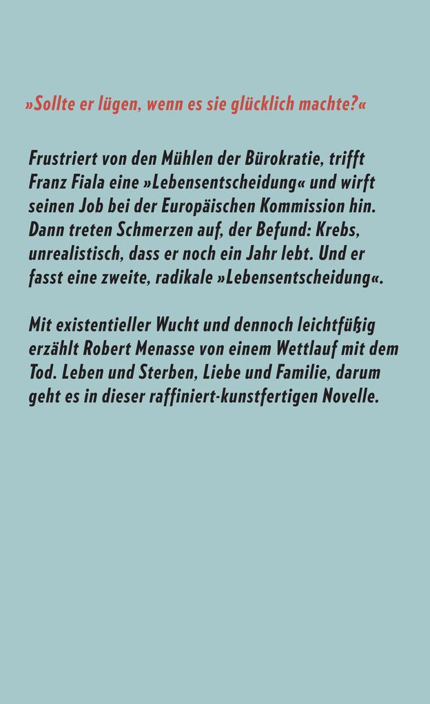 Weitere Ansicht: Die Lebensentscheidung | Robert Menasse