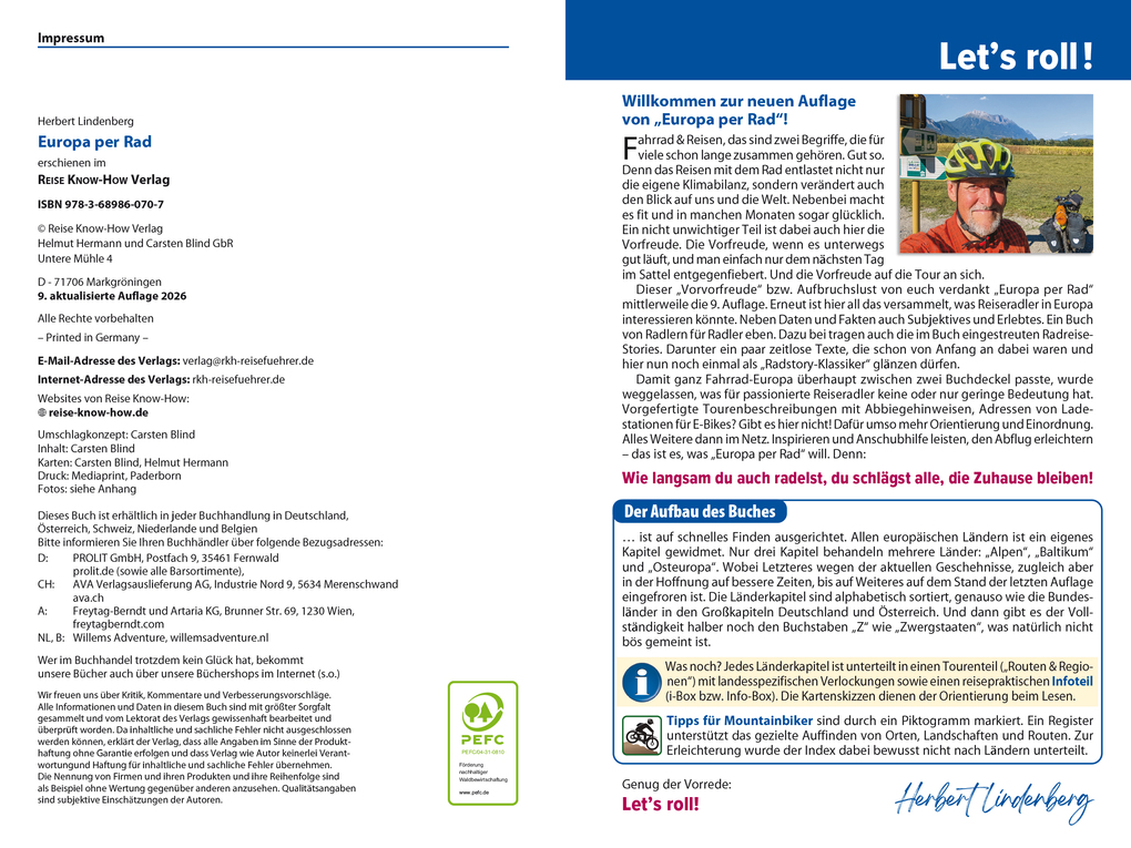 Weitere Ansicht: Reise Know-How Reiseführer Europa per Rad | Herbert Lindenberg
