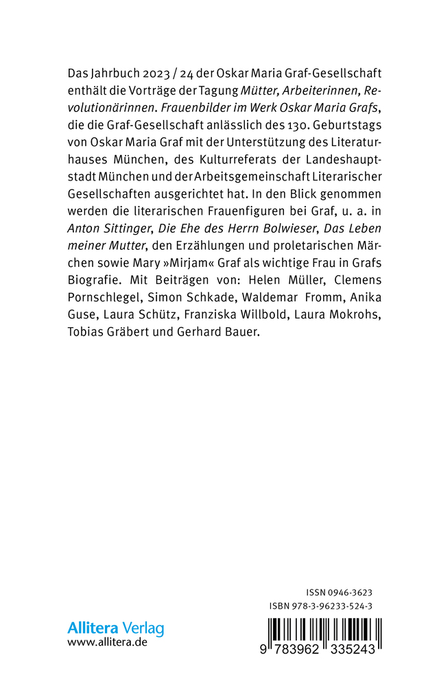 Weitere Ansicht: Jahrbuch 2023/2024 der Oskar Maria Graf-Gesellschaft