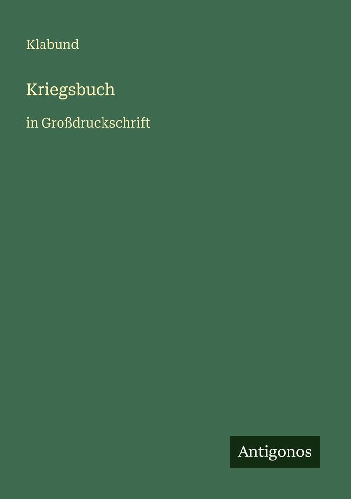 Produktbild: Kriegsbuch | Klabund