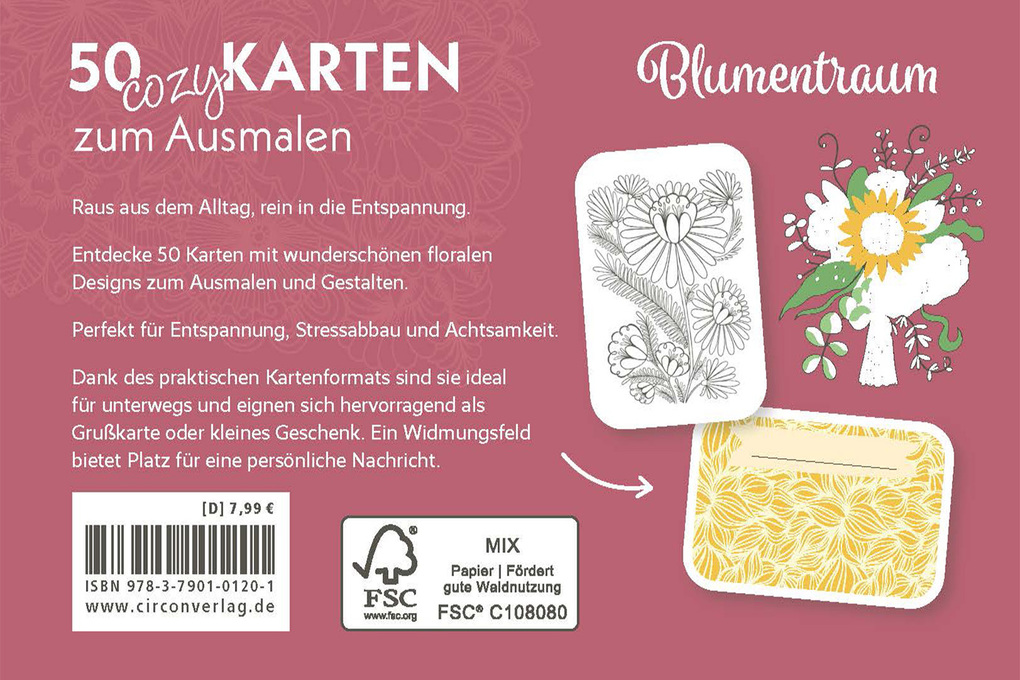 Weitere Ansicht: 50 cozy Karten zum Ausmalen - Blumentraum