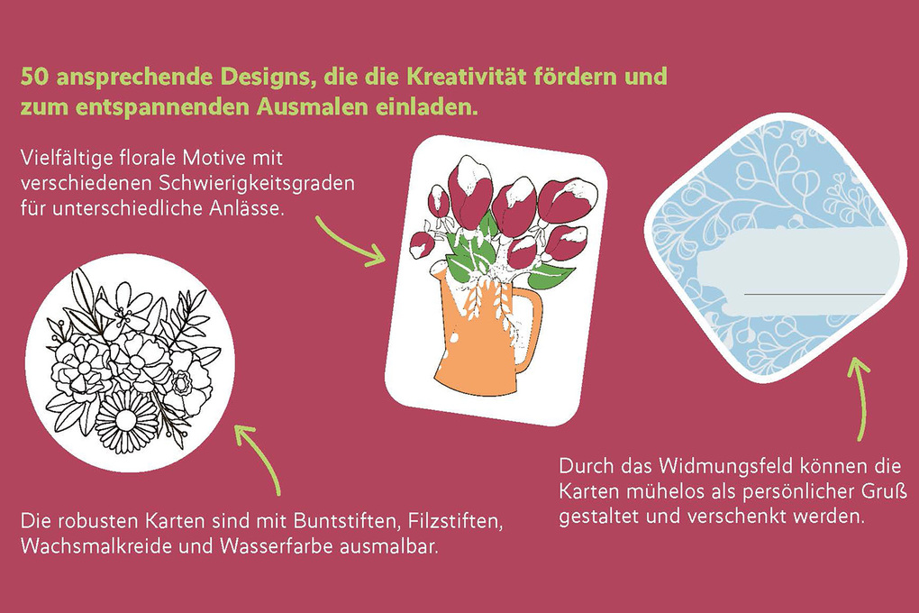 Weitere Ansicht: 50 cozy Karten zum Ausmalen - Blumentraum