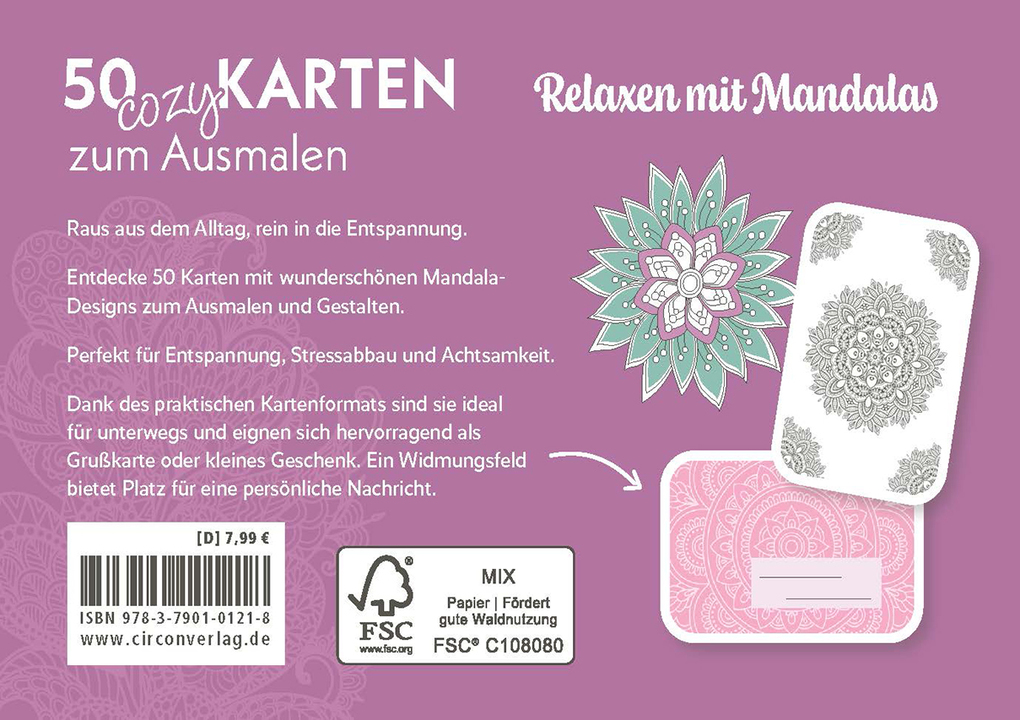 Weitere Ansicht: 50 cozy Karten zum Ausmalen - Relaxen mit Mandalas