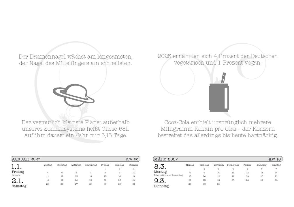 Weitere Ansicht: Unnützes Wissen Kalender 2027 | Gerald Drews, Matthias Feldbaum
