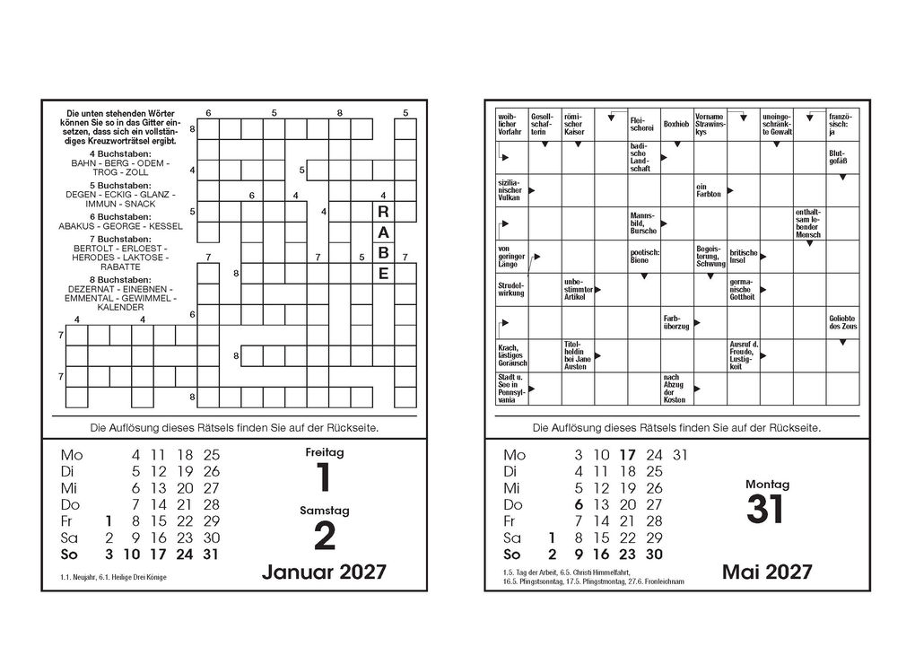 Weitere Ansicht: Rätselkalender 2027 | Eberhard Krüger