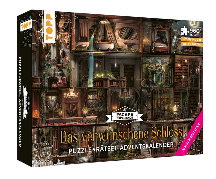 Produktbild: Puzzle-Rätsel-Adventskalender: Das verwunschene Schloss - 24 Puzzles mit insgesamt 960 Teilen | Hans Pieper