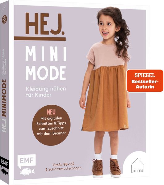 Produktbild: Hej. Minimode - Kleidung nähen für Kinder. Mit digitalen Schnitten und Tipps zum Zuschnitt mit dem Beamer | JULESNaht