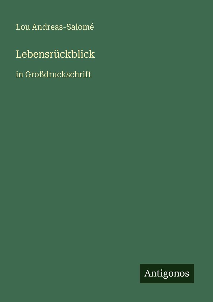 Produktbild: Lebensrückblick | Lou Andreas-Salomé