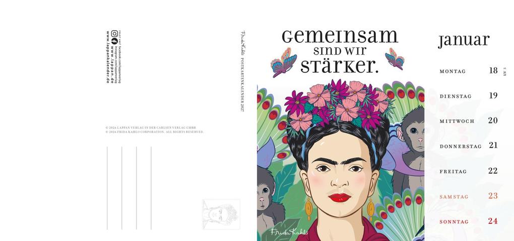 Weitere Ansicht: Frida Kahlo Postkartenkalender 2027 - I paint my own reality