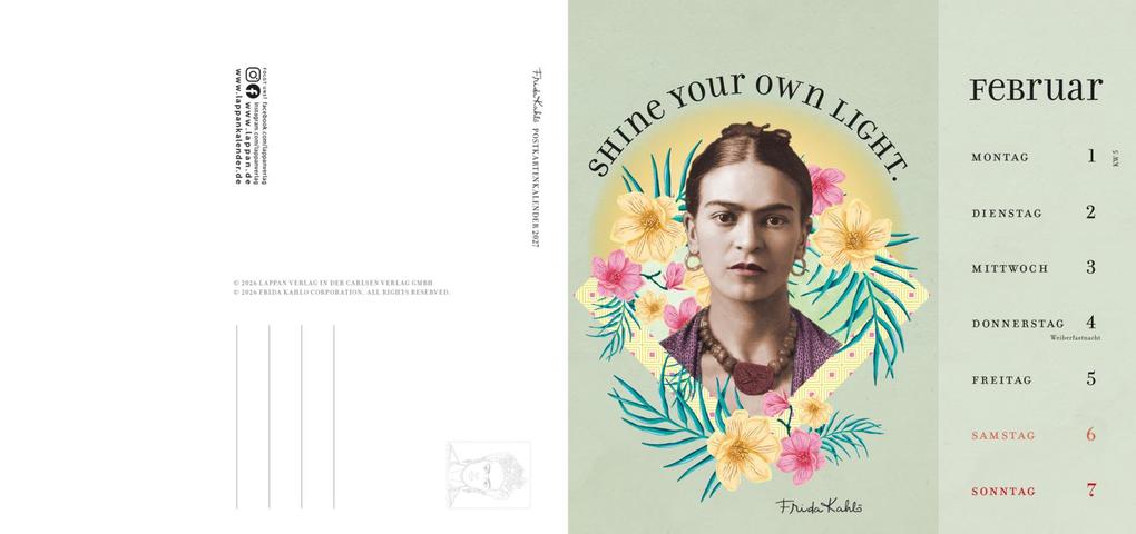 Weitere Ansicht: Frida Kahlo Postkartenkalender 2027 - I paint my own reality