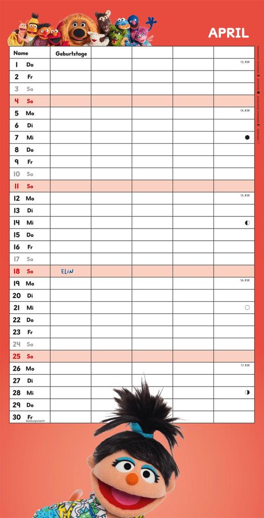 Weitere Ansicht: Sesamstraße Familienkalender 2027