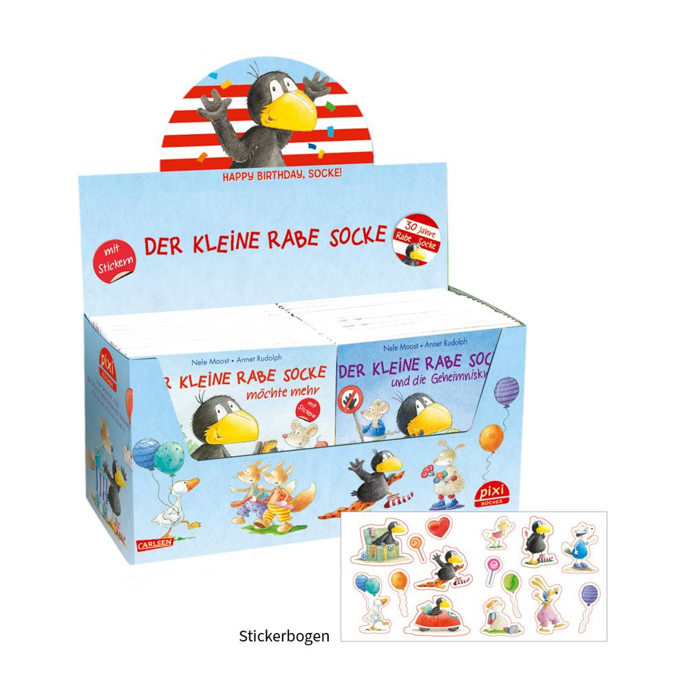 Weitere Ansicht: Pixi-Box 193: Der kleine Rabe Socke mit Stickern (8x8 Exemplare) | Nele Moost