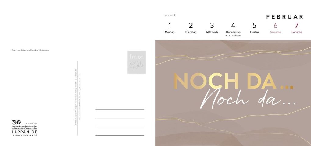 Weitere Ansicht: Romance-Postkartenkalender 2027 - I'm on your side