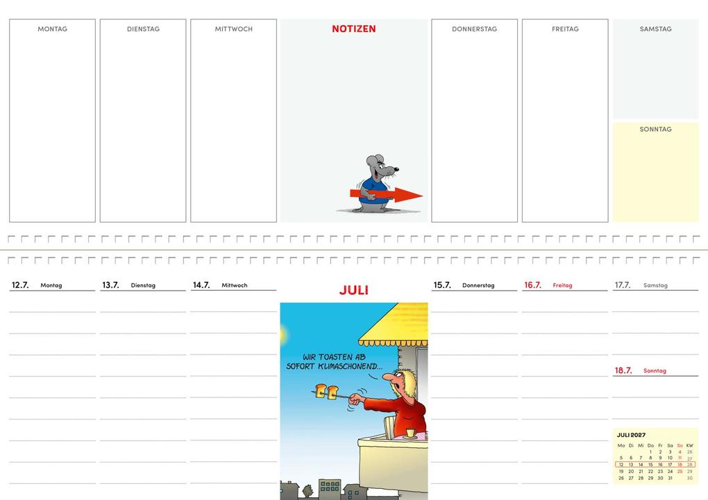 Weitere Ansicht: Uli Stein Wochenplaner 2027: Tischkalender | Uli Stein