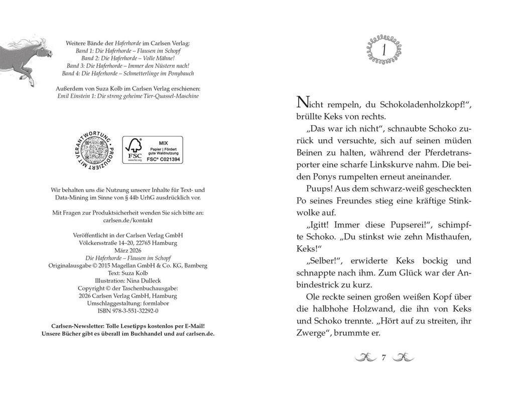 Weitere Ansicht: Die Haferhorde 1: Flausen im Schopf | Suza Kolb