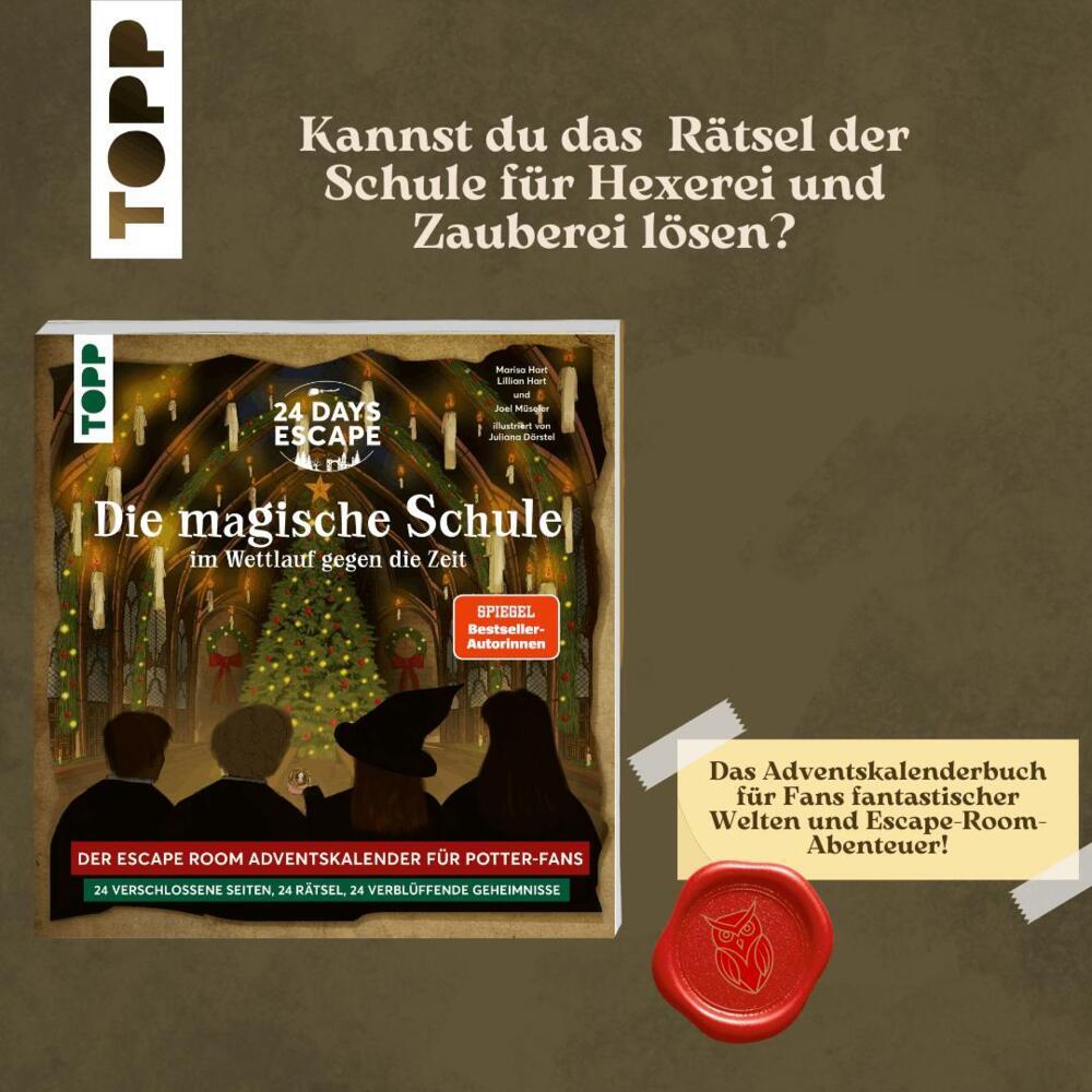 Weitere Ansicht: 24 DAYS ESCAPE - Der Escape Room Adventskalender für Potter-Fans: Im Wettlauf gegen die Zeit | Marisa Hart, Joel Müseler