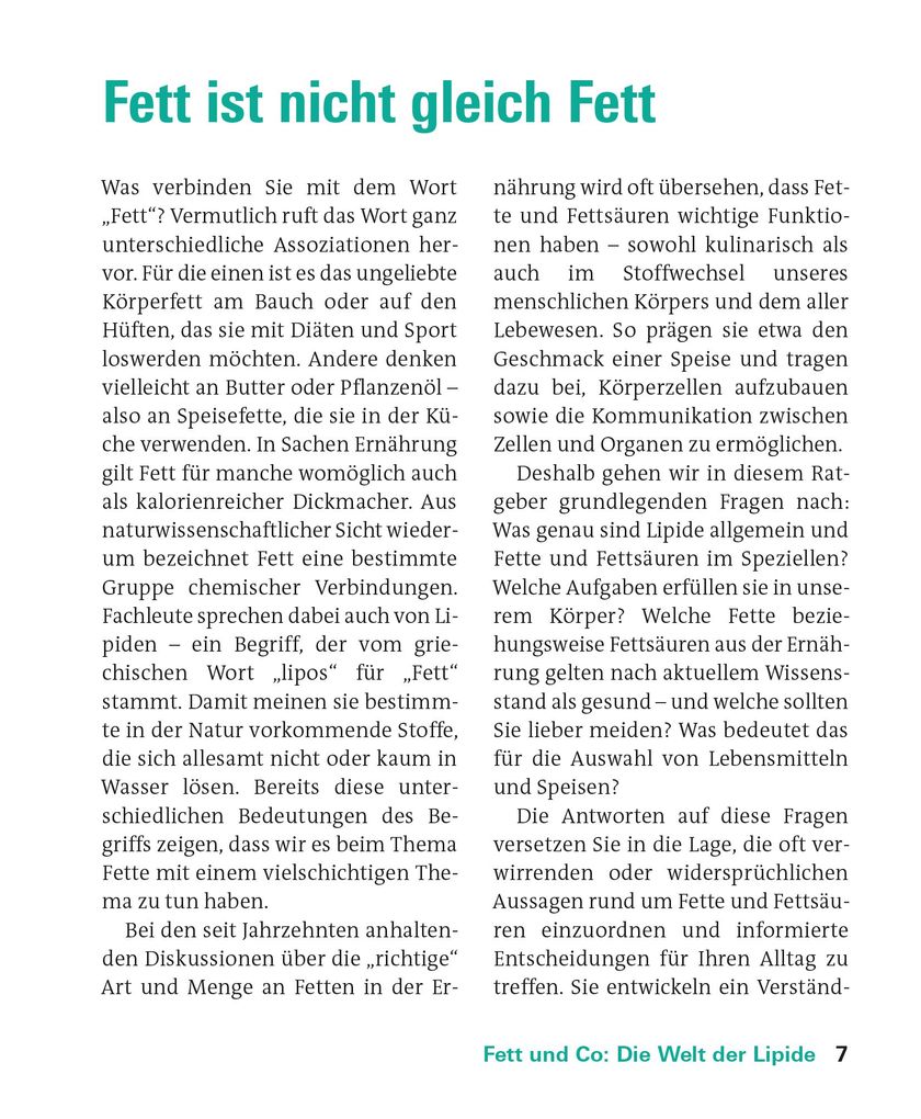 Weitere Ansicht: Fette und Fettsäuren | Angela Bechthold