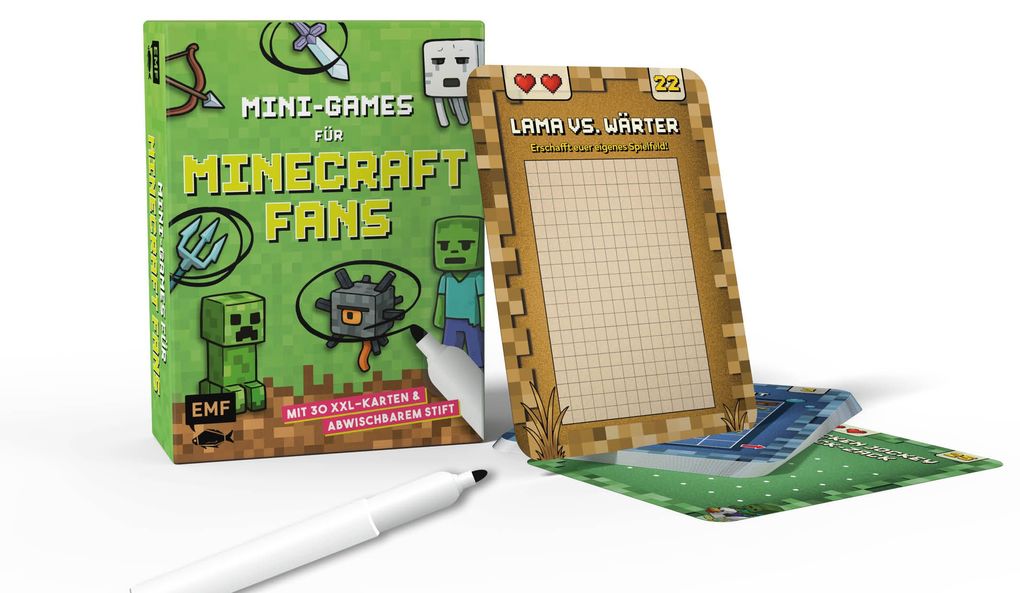 Weitere Ansicht: Kartenspiel: Mini-Games für Minecraft-Fans - mit abwischbarem Stift