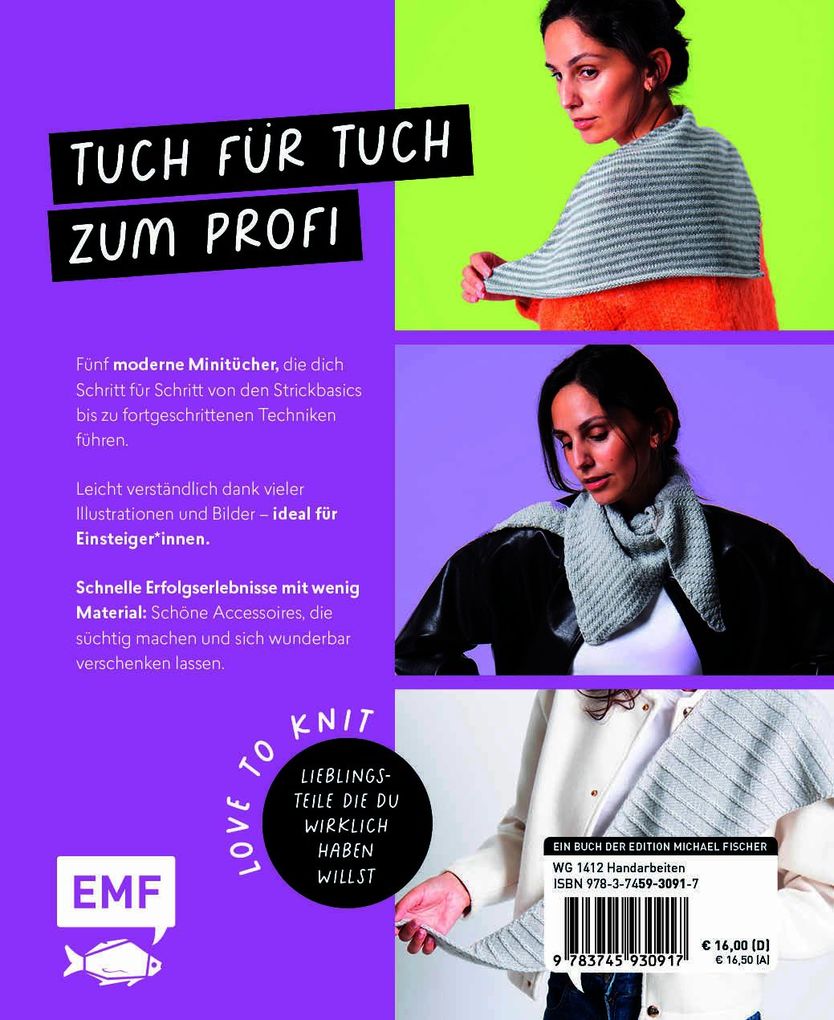 Weitere Ansicht: Love to knit: Stricken lernen mit Mini-Tüchern von @maschenfein | Marisa Nöldeke, Sandra Groll, Lisa Kirchhoff