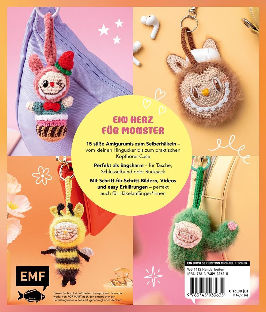 Weitere Ansicht: Schlüsselanhänger häkeln: Mini-Monster für Labubu-Fans | Yvonne Rapp