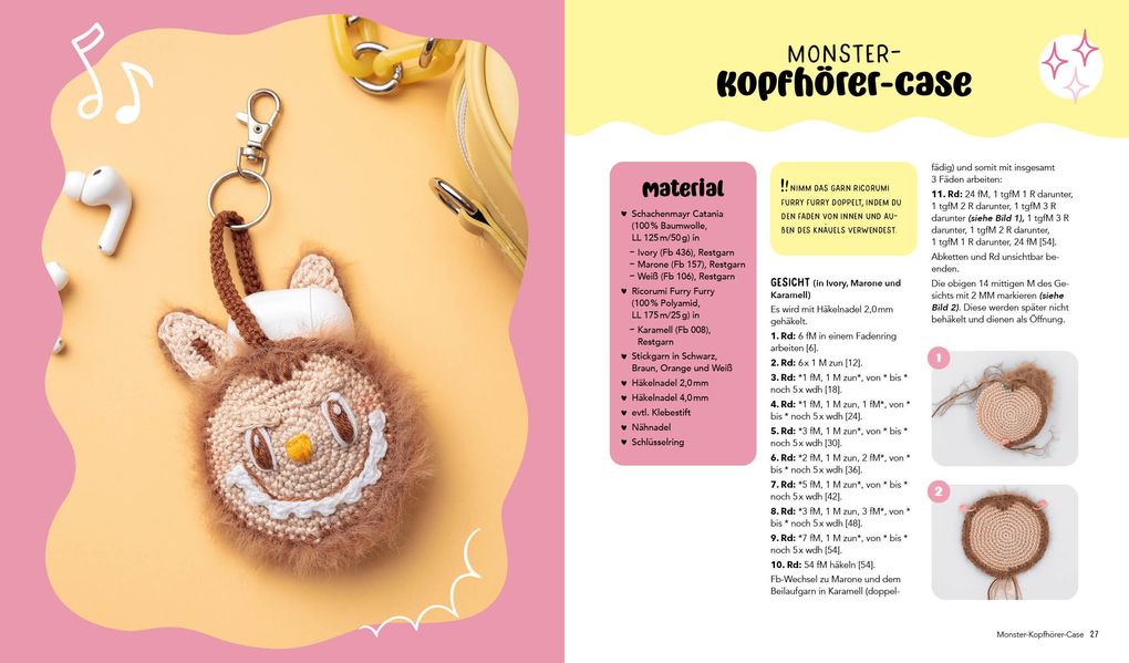 Weitere Ansicht: Schlüsselanhänger häkeln: Mini-Monster für Labubu-Fans | Yvonne Rapp
